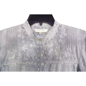 LoveShackFancy Ronda Embroidered Lace Top Blouse Pale Purple Gray Tie Dye Sz S